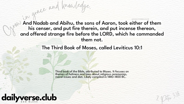 Bible Verse Wallpaper 10:1 from The Third Book of Moses, called Leviticus