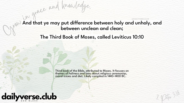Bible Verse Wallpaper 10:10 from The Third Book of Moses, called Leviticus