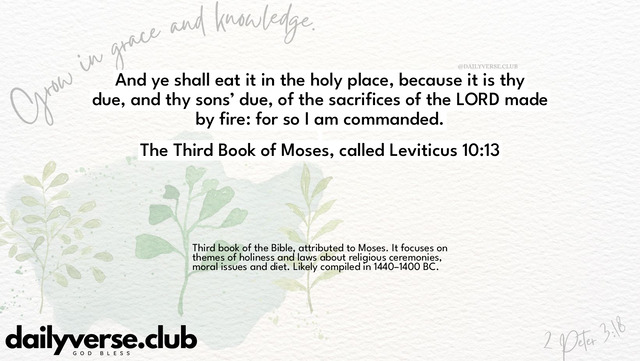 Bible Verse Wallpaper 10:13 from The Third Book of Moses, called Leviticus