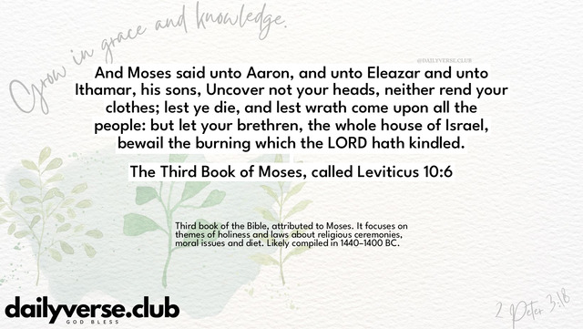 Bible Verse Wallpaper 10:6 from The Third Book of Moses, called Leviticus