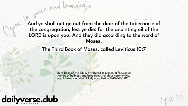 Bible Verse Wallpaper 10:7 from The Third Book of Moses, called Leviticus