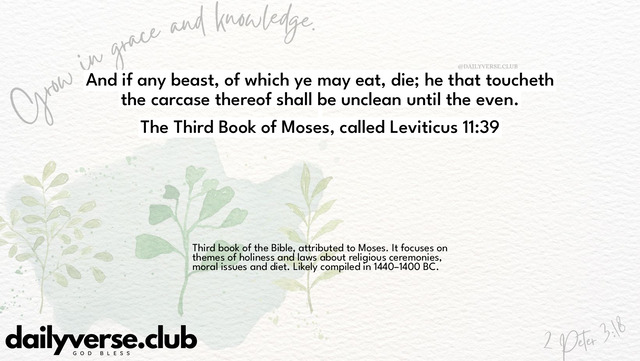 Bible Verse Wallpaper 11:39 from The Third Book of Moses, called Leviticus