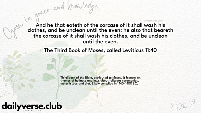 Bible Verse Wallpaper 11:40 from The Third Book of Moses, called Leviticus
