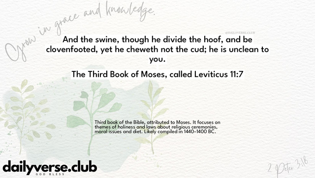 Bible Verse Wallpaper 11:7 from The Third Book of Moses, called Leviticus