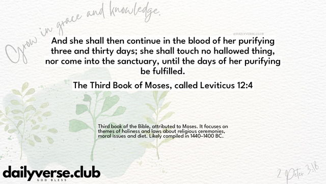 Bible Verse Wallpaper 12:4 from The Third Book of Moses, called Leviticus