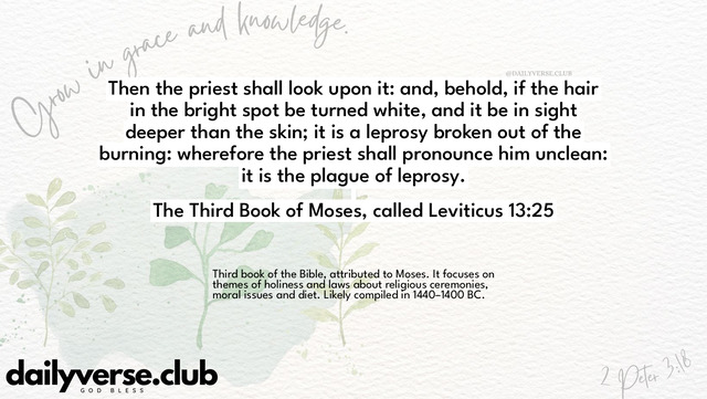 Bible Verse Wallpaper 13:25 from The Third Book of Moses, called Leviticus