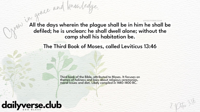 Bible Verse Wallpaper 13:46 from The Third Book of Moses, called Leviticus