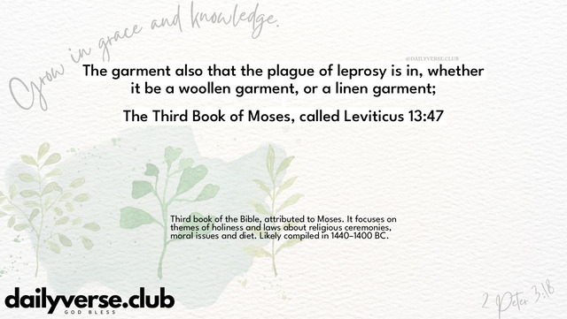 Bible Verse Wallpaper 13:47 from The Third Book of Moses, called Leviticus