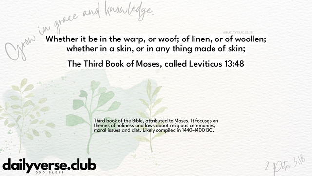 Bible Verse Wallpaper 13:48 from The Third Book of Moses, called Leviticus