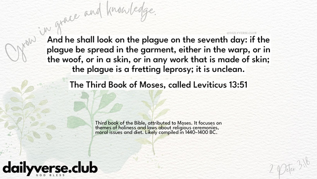 Bible Verse Wallpaper 13:51 from The Third Book of Moses, called Leviticus