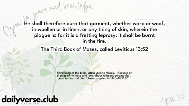 Bible Verse Wallpaper 13:52 from The Third Book of Moses, called Leviticus