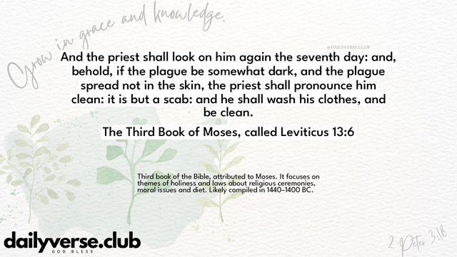 Bible Verse Wallpaper 13:6 from The Third Book of Moses, called Leviticus