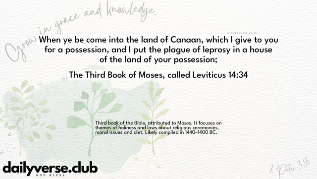 Bible Verse Wallpaper 14:34 from The Third Book of Moses, called Leviticus
