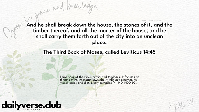Bible Verse Wallpaper 14:45 from The Third Book of Moses, called Leviticus