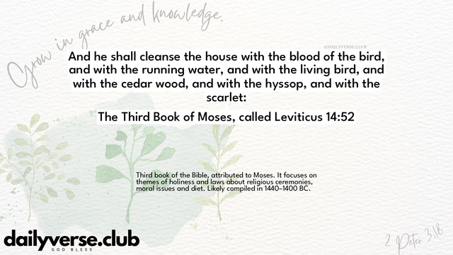 Bible Verse Wallpaper 14:52 from The Third Book of Moses, called Leviticus