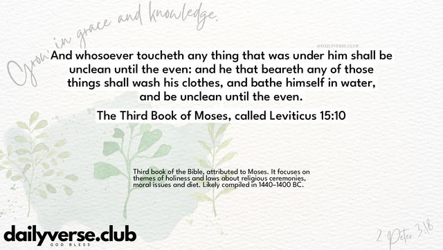 Bible Verse Wallpaper 15:10 from The Third Book of Moses, called Leviticus