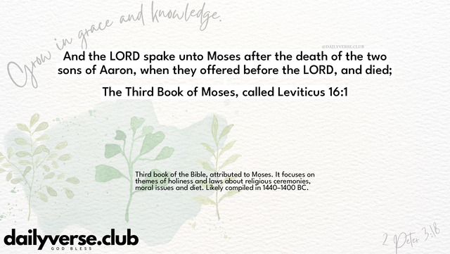 Bible Verse Wallpaper 16:1 from The Third Book of Moses, called Leviticus