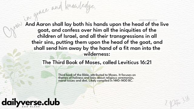 Bible Verse Wallpaper 16:21 from The Third Book of Moses, called Leviticus