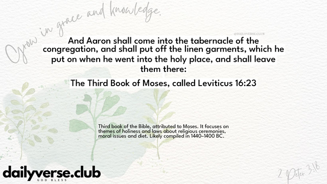 Bible Verse Wallpaper 16:23 from The Third Book of Moses, called Leviticus