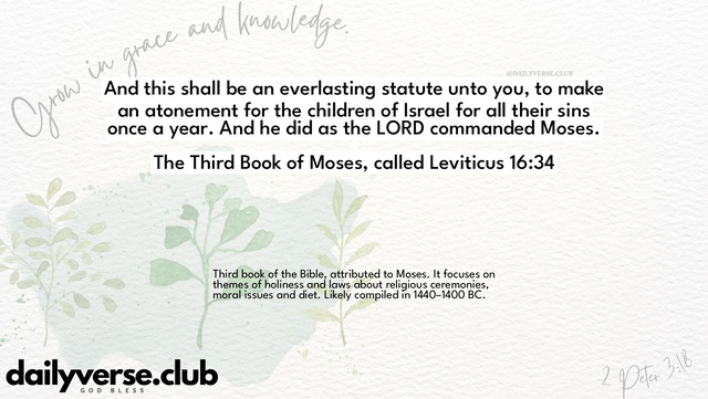 Bible Verse Wallpaper 16:34 from The Third Book of Moses, called Leviticus