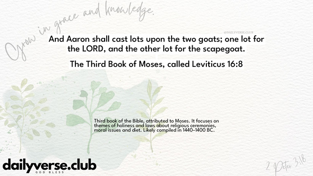 Bible Verse Wallpaper 16:8 from The Third Book of Moses, called Leviticus