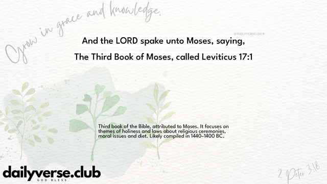 Bible Verse Wallpaper 17:1 from The Third Book of Moses, called Leviticus