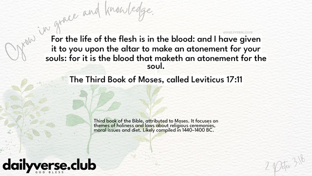 Bible Verse Wallpaper 17:11 from The Third Book of Moses, called Leviticus