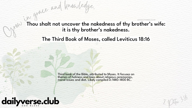Bible Verse Wallpaper 18:16 from The Third Book of Moses, called Leviticus