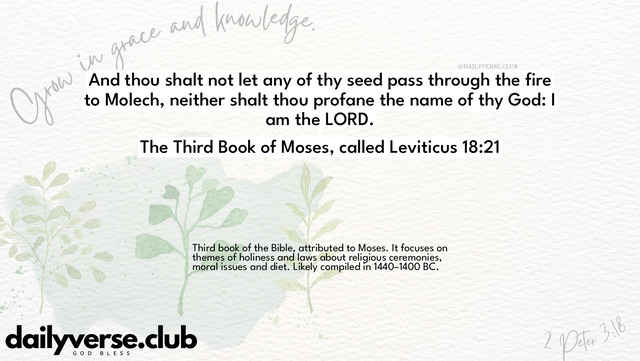 Bible Verse Wallpaper 18:21 from The Third Book of Moses, called Leviticus