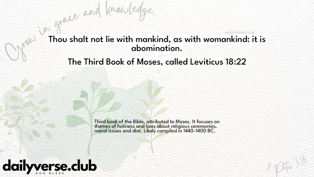 Bible Verse Wallpaper 18:22 from The Third Book of Moses, called Leviticus