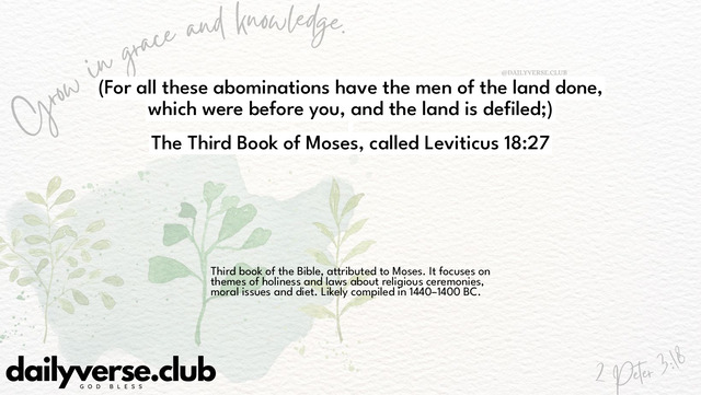 Bible Verse Wallpaper 18:27 from The Third Book of Moses, called Leviticus