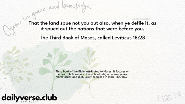 Bible Verse Wallpaper 18:28 from The Third Book of Moses, called Leviticus