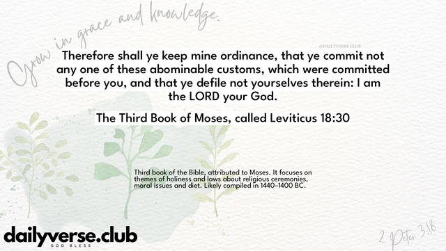 Bible Verse Wallpaper 18:30 from The Third Book of Moses, called Leviticus