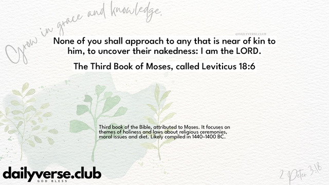 Bible Verse Wallpaper 18:6 from The Third Book of Moses, called Leviticus