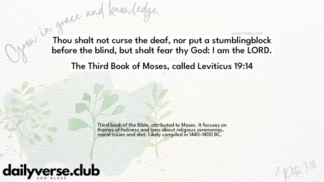 Bible Verse Wallpaper 19:14 from The Third Book of Moses, called Leviticus