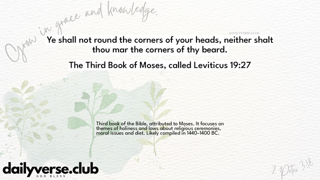 Bible Verse Wallpaper 19:27 from The Third Book of Moses, called Leviticus