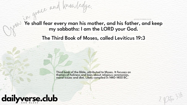 Bible Verse Wallpaper 19:3 from The Third Book of Moses, called Leviticus