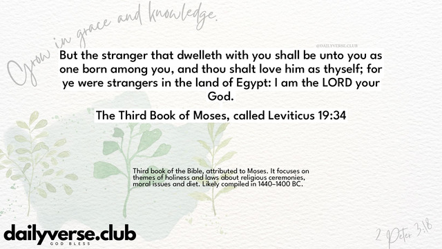Bible Verse Wallpaper 19:34 from The Third Book of Moses, called Leviticus