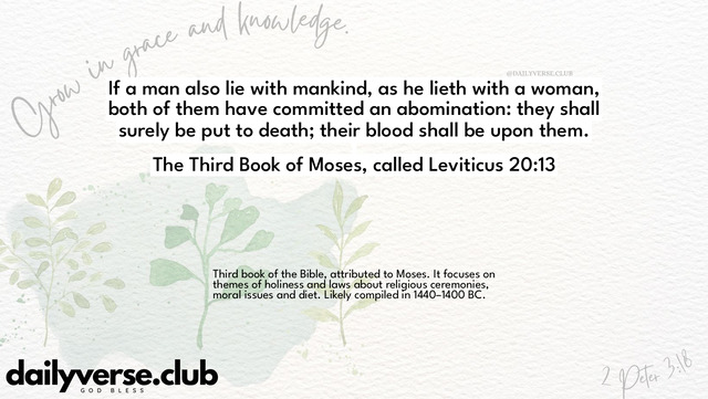 Bible Verse Wallpaper 20:13 from The Third Book of Moses, called Leviticus