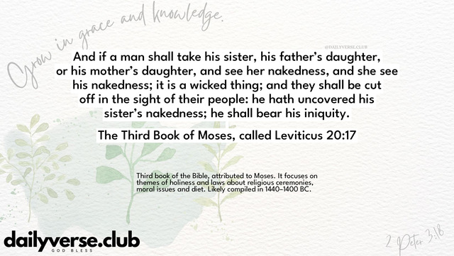 Bible Verse Wallpaper 20:17 from The Third Book of Moses, called Leviticus