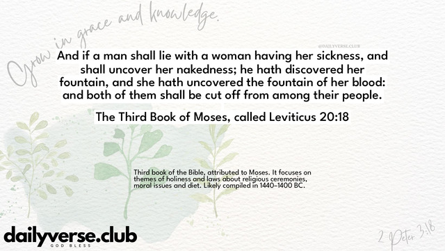 Bible Verse Wallpaper 20:18 from The Third Book of Moses, called Leviticus
