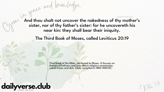 Bible Verse Wallpaper 20:19 from The Third Book of Moses, called Leviticus