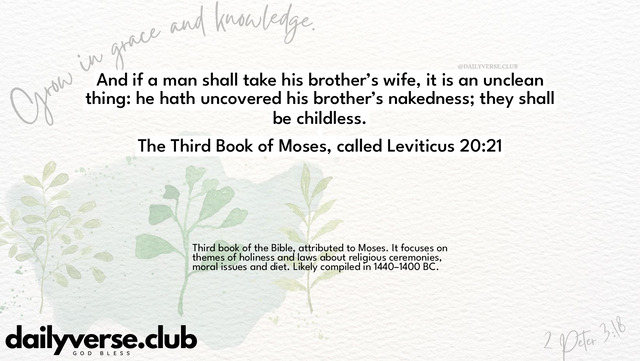 Bible Verse Wallpaper 20:21 from The Third Book of Moses, called Leviticus