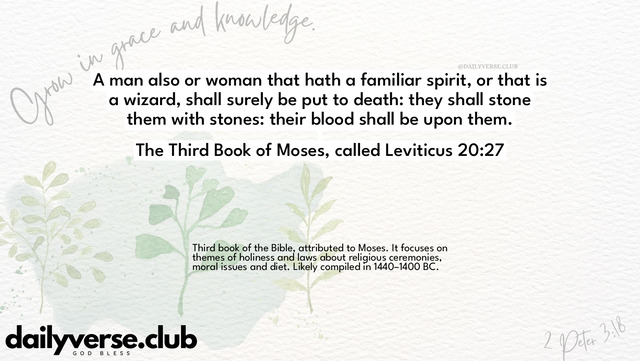 Bible Verse Wallpaper 20:27 from The Third Book of Moses, called Leviticus