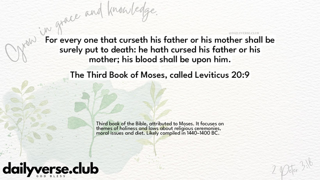 Bible Verse Wallpaper 20:9 from The Third Book of Moses, called Leviticus