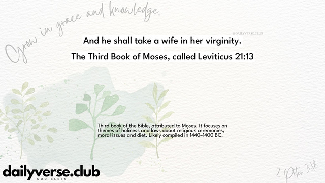 Bible Verse Wallpaper 21:13 from The Third Book of Moses, called Leviticus