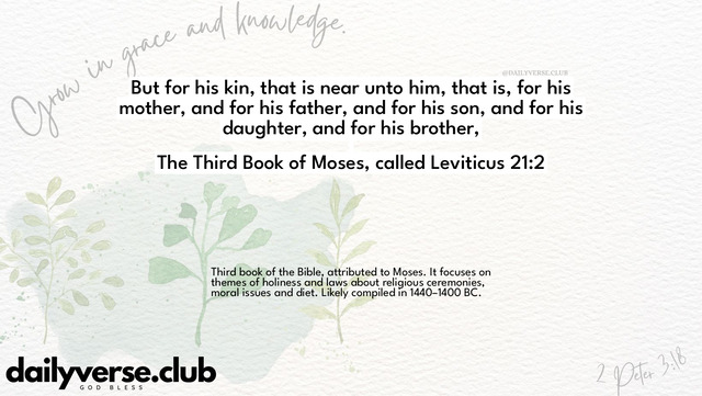Bible Verse Wallpaper 21:2 from The Third Book of Moses, called Leviticus