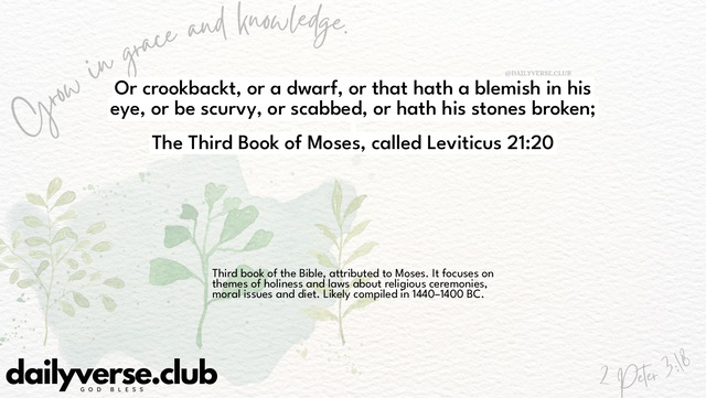 Bible Verse Wallpaper 21:20 from The Third Book of Moses, called Leviticus