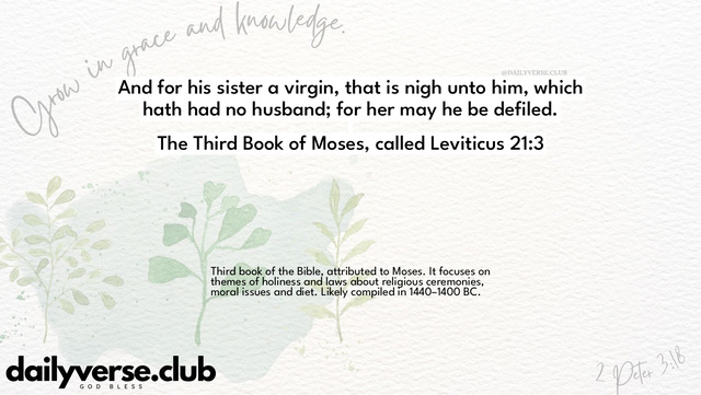 Bible Verse Wallpaper 21:3 from The Third Book of Moses, called Leviticus