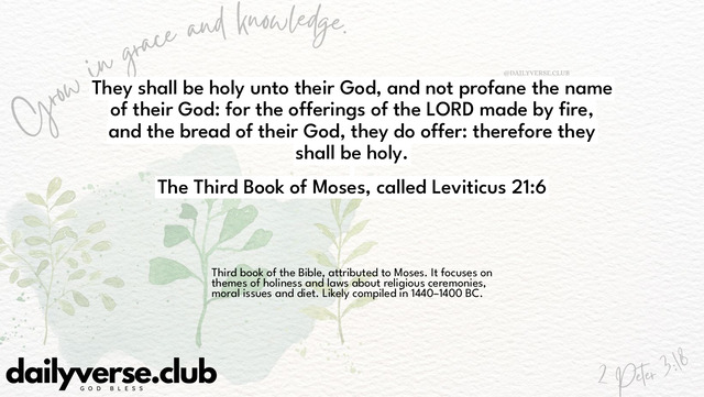 Bible Verse Wallpaper 21:6 from The Third Book of Moses, called Leviticus